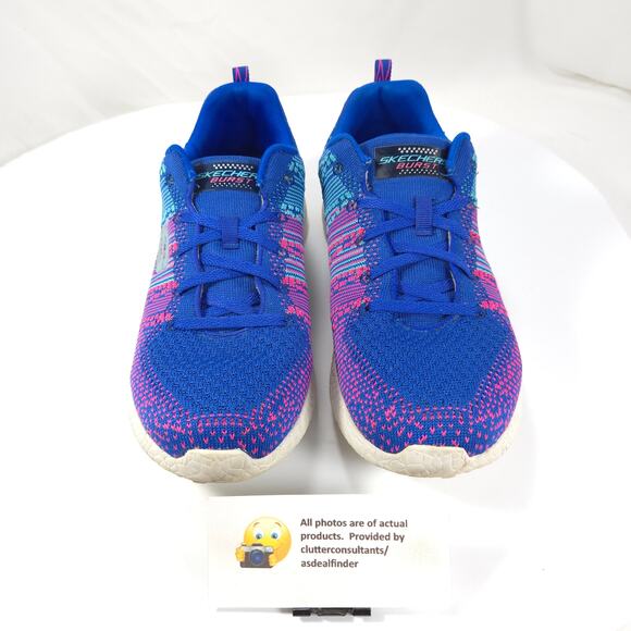 Skechers Burst Athletic Lace Up Running Shoe Womens Size 8 12437 Blue White - Picture 2 of 9